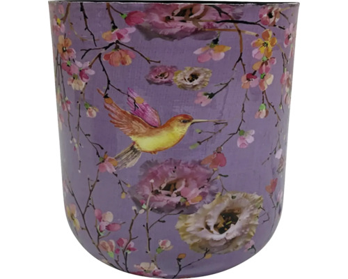 Blomkruka med blommönster och kolibri