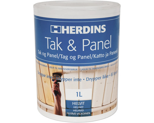 Lasyr HERDINS tak och panel vit 1L Herdins Tak & Panel färg, 1 liter burk