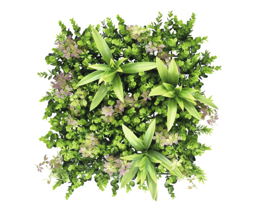 Konstgjord växtmatta med olika sorters grönska för inom- och utomhusbruk