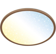 Oval taklampa med brun ram