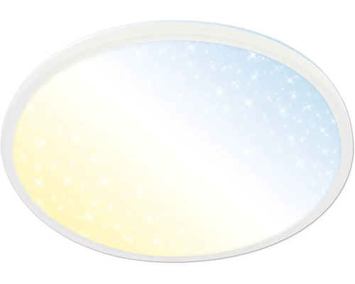 Oval spegel med gula och blå färgaccenter