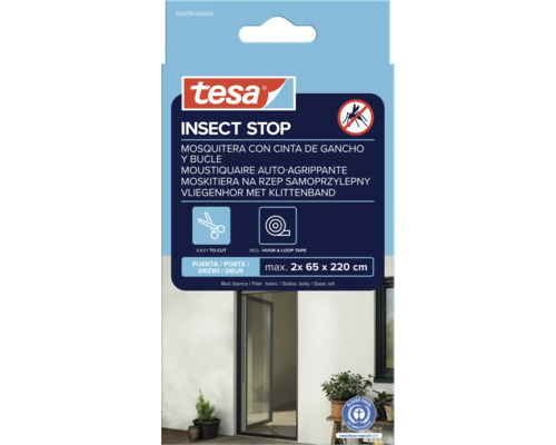 Tesa Insect Stop insektsnät med kardborreband för dörrar, maximal storlek 2x 65 x 220 cm