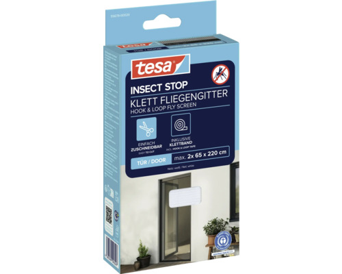 Tesa Insect Stop kardborreband för dörrar, inklusive kardborreband, maximal storlek 2x 65 x 220 cm