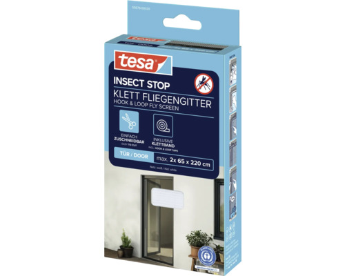 Tesa Insect Stop kardborre myggnät för dörrar, maximal storlek 2x 65 x 220 cm, inklusive kardborreband, lätt att skära till