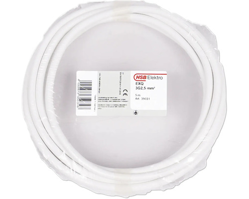 Installationskabel HSB EXQ Light 3G2,5mm² vit 5m HSB Elektro EXQ Kabel, 3G2,5 mm², 5 meter