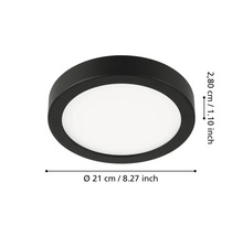 Svart taklampa med måtten 21 cm i diameter och 2,80 cm i höjd