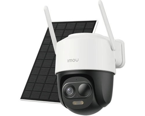 Övervakningskamera med solpanel och Imou-logotyp
