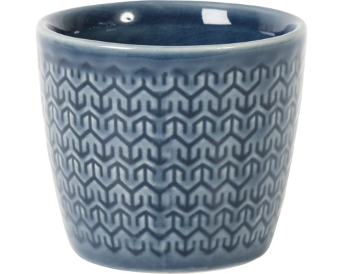 Blå blomkruka med mönster