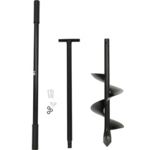 Jordborr med handtag, borrhuvud och fästmaterial