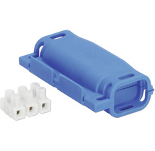 Blå apparatdosa med klämmor