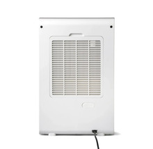 Bakåtsikt av en mobil, vit luftkonditionering med ventilationsgaller