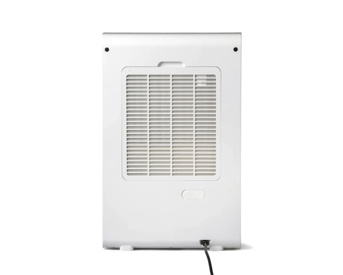 Bakåtsikt av en mobil, vit luftkonditionering med ventilationsgaller