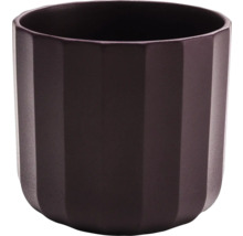 Mörk, räfflad keramisk ytterkruka