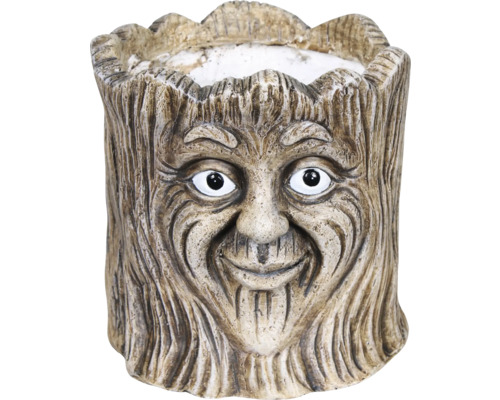 Kruka FLORASELF Max med trädansikte Ø18x20cm brun Blomkruka av gjuten sten med trädansikte