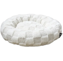 Mjuk, rund hundsäng med plyschöverdrag