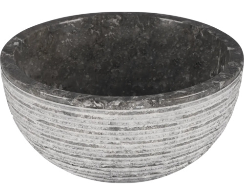 Bänktvättställ DIFFERNZ Alto marmor grå matt Ø38 cm Skål av sten med horisontella räfflor