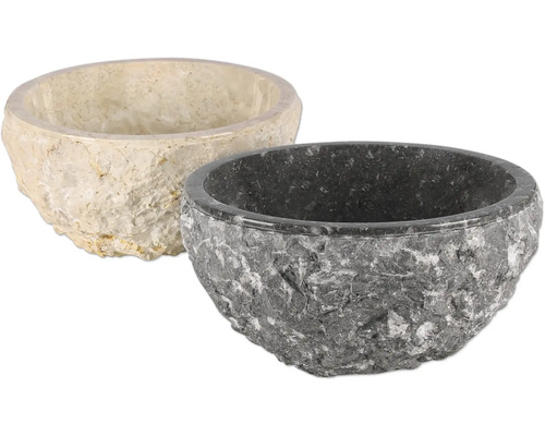Två stenkärl av natursten