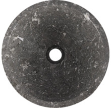 Rund tvättställsskål av natursten med avlopp