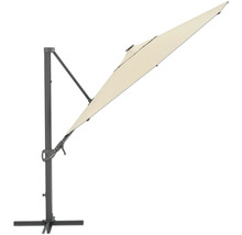 Frisvävande parasoll med grå ram och ljus skärmduk