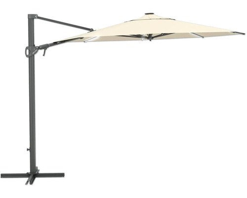 Hängparasoll SOLUNA LED Ø300cm beige Frisvävande parasoll med mast och parasollskydd