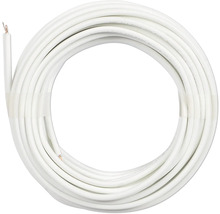 Vit elektrisk ledning upprullad