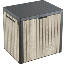 Förvaringslåda i plast med träutseende