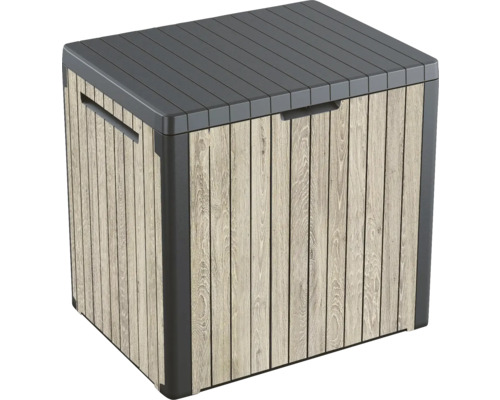 Förvaringslåda i plast med träutseende