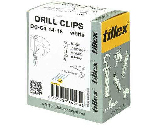Förpackning med borrklämmor DC-C4 14-18, vit, kvantitet 100