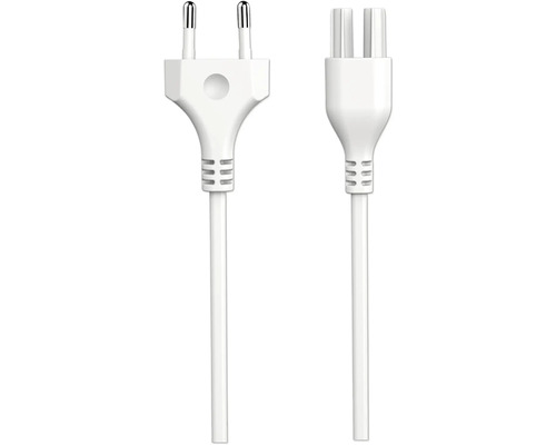 Två vita strömkablar med kontakt