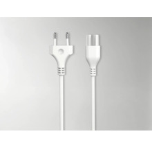 Två vita elkontakter med kabel