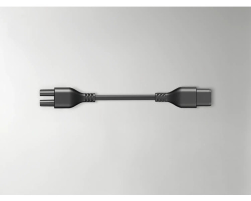 Svart strömkabel med tvåpolig kontakt och USB-anslutning