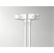 Två vita vinkelkontakter med kabel