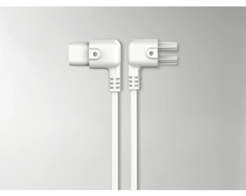 Två vita vinkelkontakter med kabel