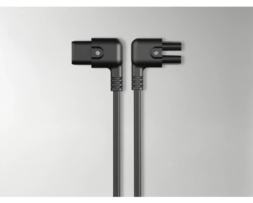 Två strömkablar med vinklad kontakt