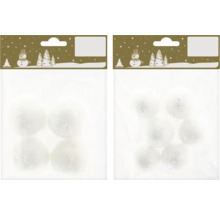 Konstgjorda snöbollar i påse, fyra stycken