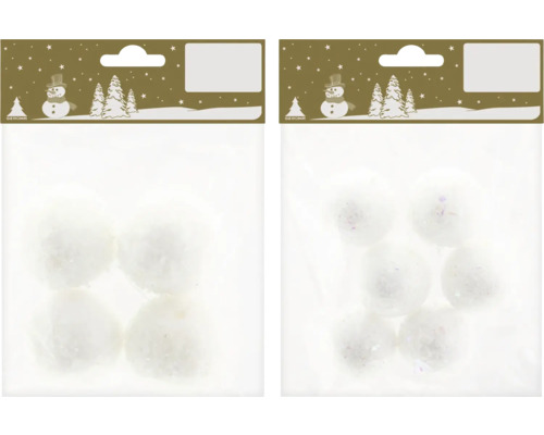 Konstgjorda snöbollar i påse, fyra stycken