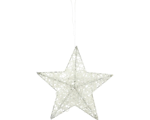 Julstjärna med glitter 3-D 15cm vit Julstjärna för upphängning