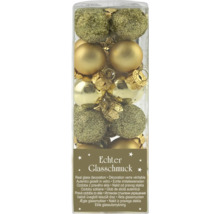 Förpackning med julgranskulor i glas