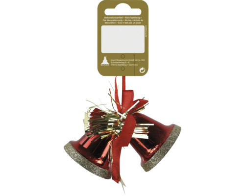 Julgransprydnad med två klockor och rosett