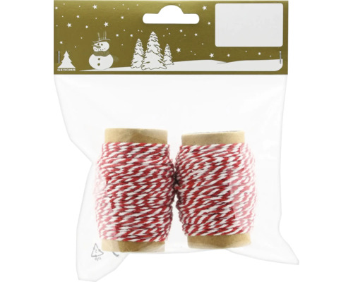 Två rullar rödvit dekorativt band i en förpackning