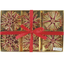 Presentförpackning med sexton halmstjärnor och rosett