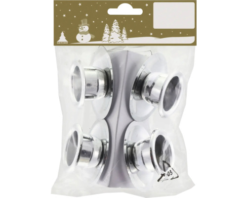 Ljushållare metall 4-pack Øinner 2,5cm silver Förpackning med fyra silverfärgade ljusstakar