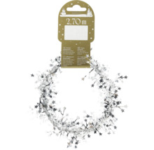 Silverglittergirlang med stjärnor, 2,70 meter lång, som dekoration