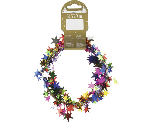 Girlang stjärnor hologram 270cm flerfärgad Julgransdekoration girlang med stjärnor, 2,70 meter