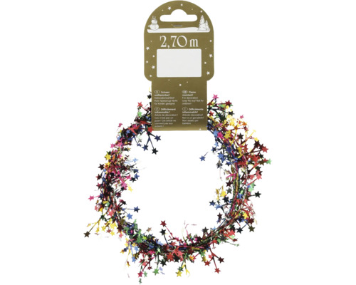 Julgransdekoration girlang med stjärnor, 2,70 meter