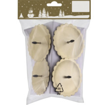 Fyra ljusstakar i metall i en förpackning