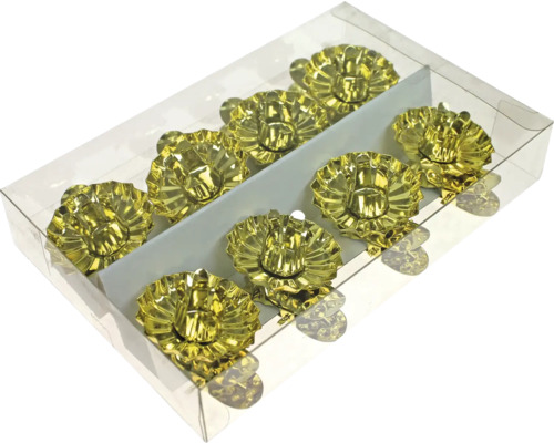 Förpackning med guldiga värmeljushållare