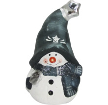 Dekorativ snögubbe med hatt och halsduk som säsongsdekoration