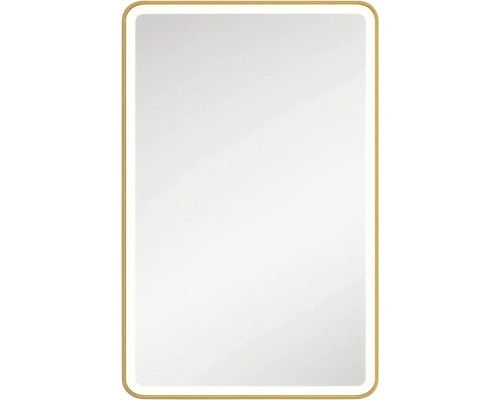 Spegel med belysning CORDIA Tender Line guld Deluxe 90x50cm med touchsensor LED IP44 Rektangulär spegel med LED-belysning och gyllene ram