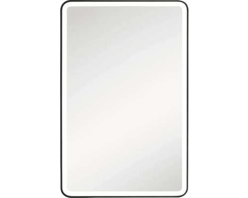 Spegel med belysning CORDIA Tender Line Deluxe svart 90x50cm med touchsensor LED IP44 Rektangulär spegel med belysning